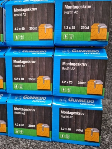 1589954-4 3000 st Montageskruv Rostfri A2 4.2x25 & 4.2x40mm, Gunnebo