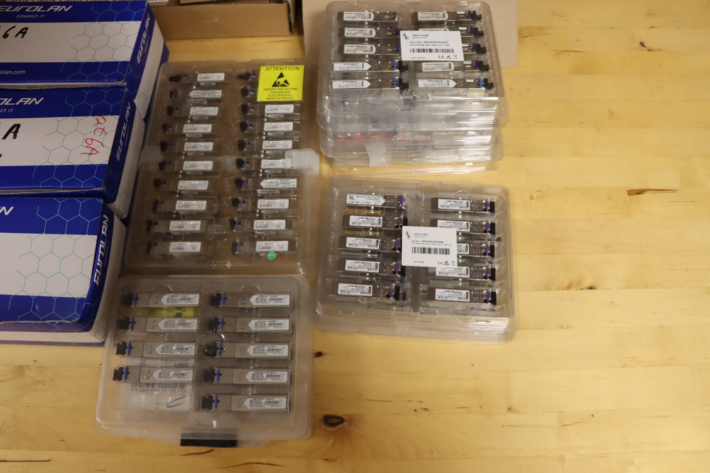1296147-2 Lot of SFP modules, fiber optic splices/adapters etc.