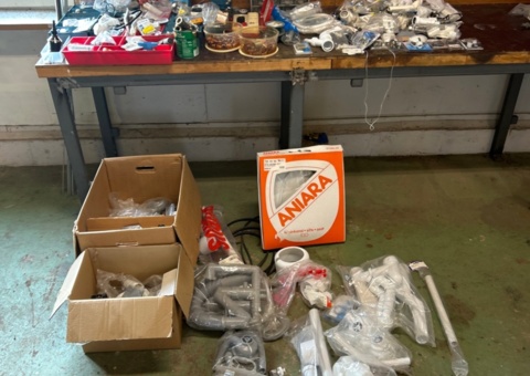 Collection of various plumbing and installation materials