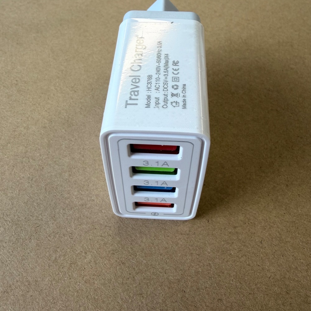 1591483-2 6 pcs Fast Charging USB Wall Adapter 4 Ports Gray - Free Shipping