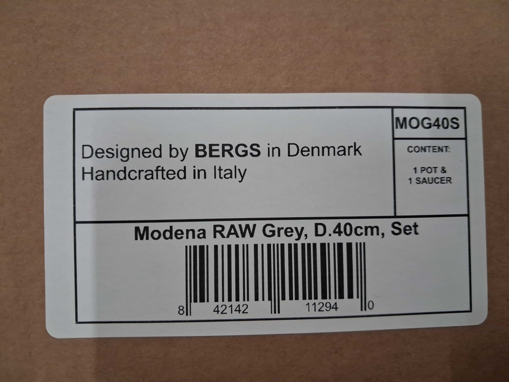 1584939-2 Krukor med fat, 2 st - Bergs Potter, Modena RAW, grå, Ø40 cm