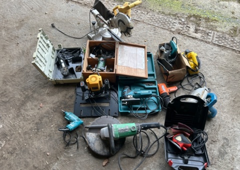 Collection of various tools - Makita, Festool, Hitachi, etc.