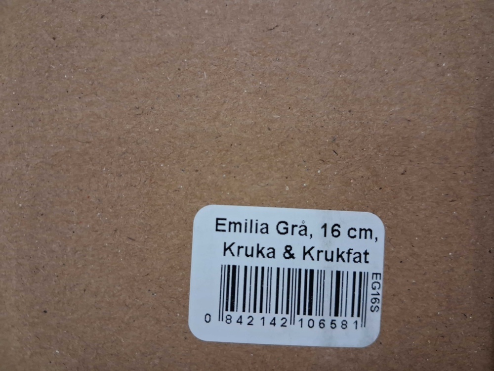 1584953-2 Krukor med fat, 2 st - Bergs Potter, Emilia, grå, Ø16 cm