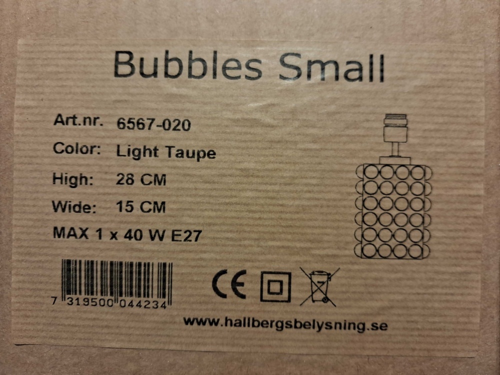 1584965-2 Lampfötter, 2 st - Hallbergs Belysning, Bubbles Small, Light Taupe, E27