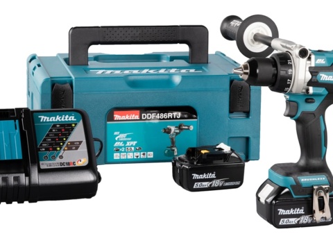Borrskruvdragare, 1 st - Makita DDF486RTJ, 18 V, 2 x 5,0 Ah