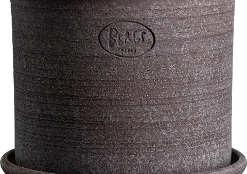 Krukor med fat, 2 st - Bergs Potter, Modena RAW, grå, Ø40 cm