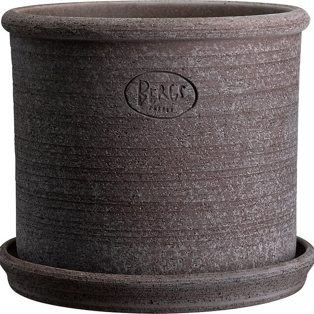 1584939-1 Krukor med fat, 2 st - Bergs Potter, Modena RAW, grå, Ø40 cm