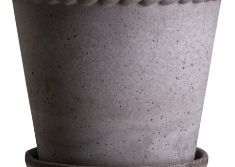 Krukor med fat, 2 st - Bergs Potter, Emilia, grå, Ø16 cm