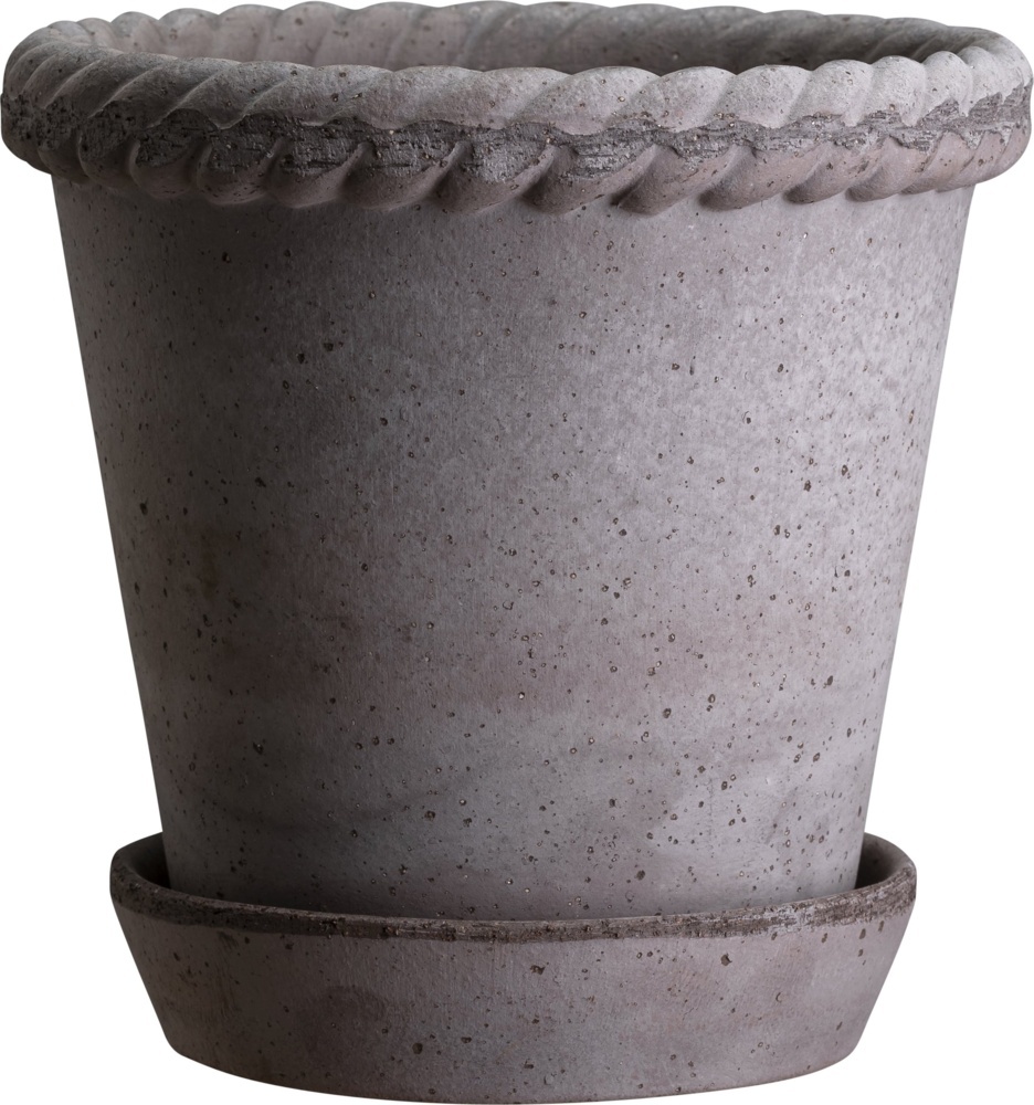 1584953-1 Krukor med fat, 2 st - Bergs Potter, Emilia, grå, Ø16 cm