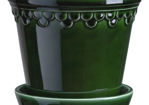 Krukor med fat, 4 st - Bergs Potter, Københavner, Emerald Green, Ø12 cm