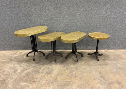4 pcs Table brass-plated top and cast iron legs