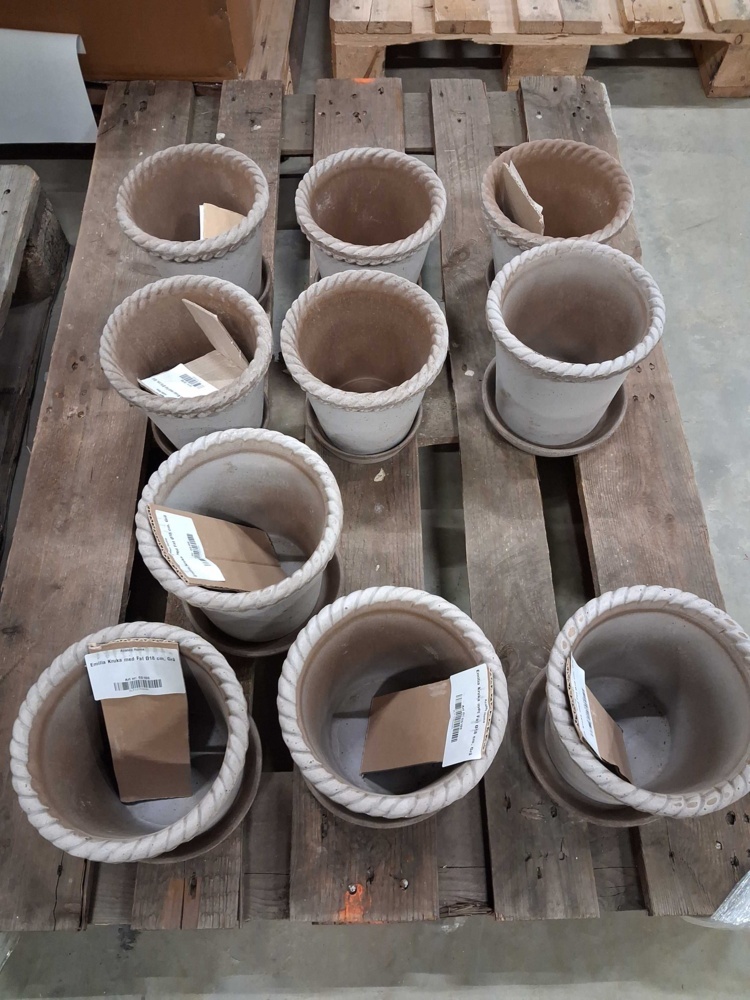 1584971-1 Krukor med fat - Azalea Home Emilia, grå, Ø16 och Ø18 cm