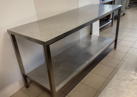 Stainless steel workbench with lower shelf, approx. 190x65x90 cm
