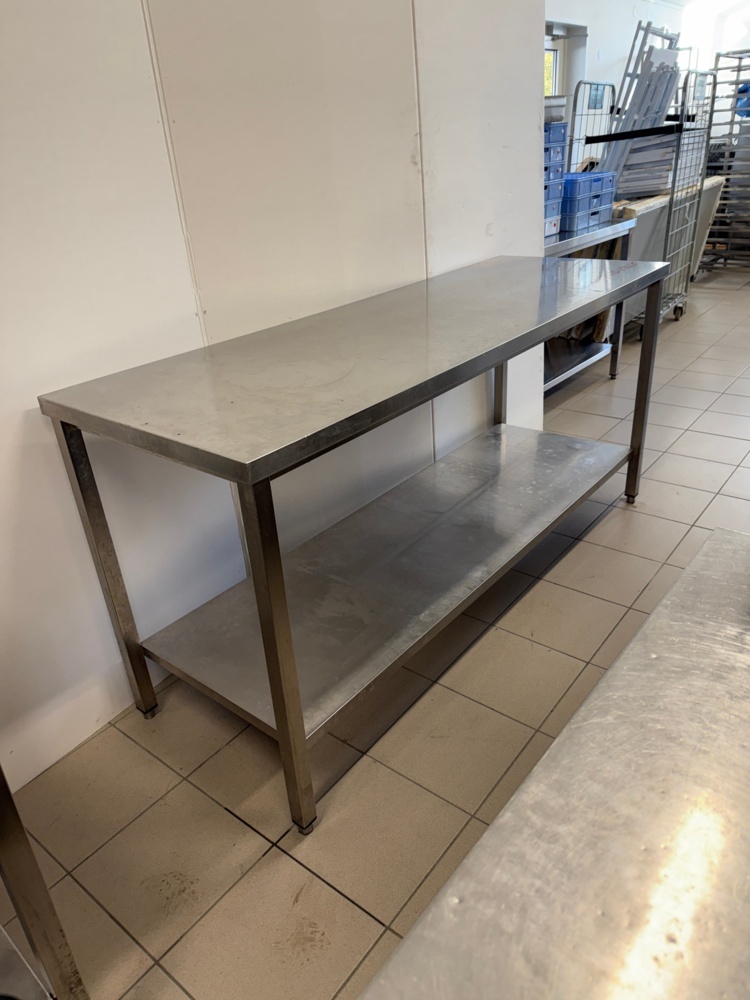 1141787-1 Stainless steel workbench with lower shelf, approx. 190x65x90 cm