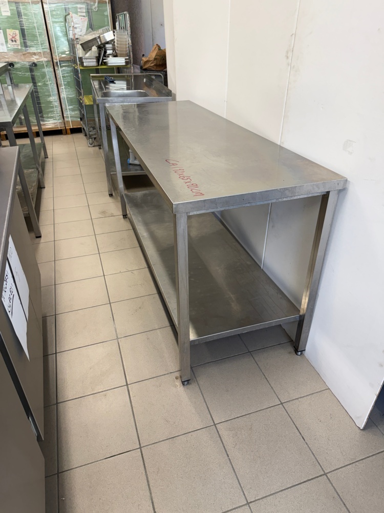 1141787-2 Stainless steel workbench with lower shelf, approx. 190x65x90 cm