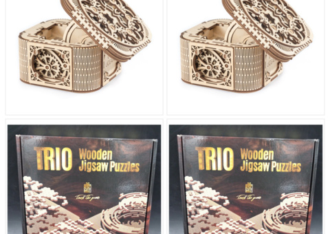 Model kits, 2 UGEARS kits - plus 2 packs of 3 EscapeWelt wooden puzzles