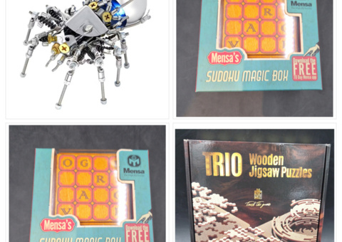 Puzzle bundle - 1 metal spider, 2 Mensa puzzle boxes and 1 pack of 3 EscapeWelt wooden puzzles