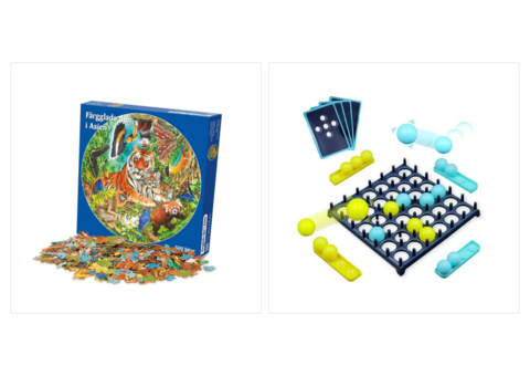 Puzzles and party games, 23 pcs - animal theme and Bounce Party Game