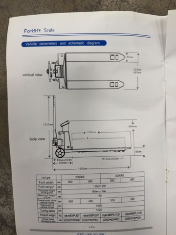 1593042-15 Pallyftare/ Handtruck med digital våg, 2 ton