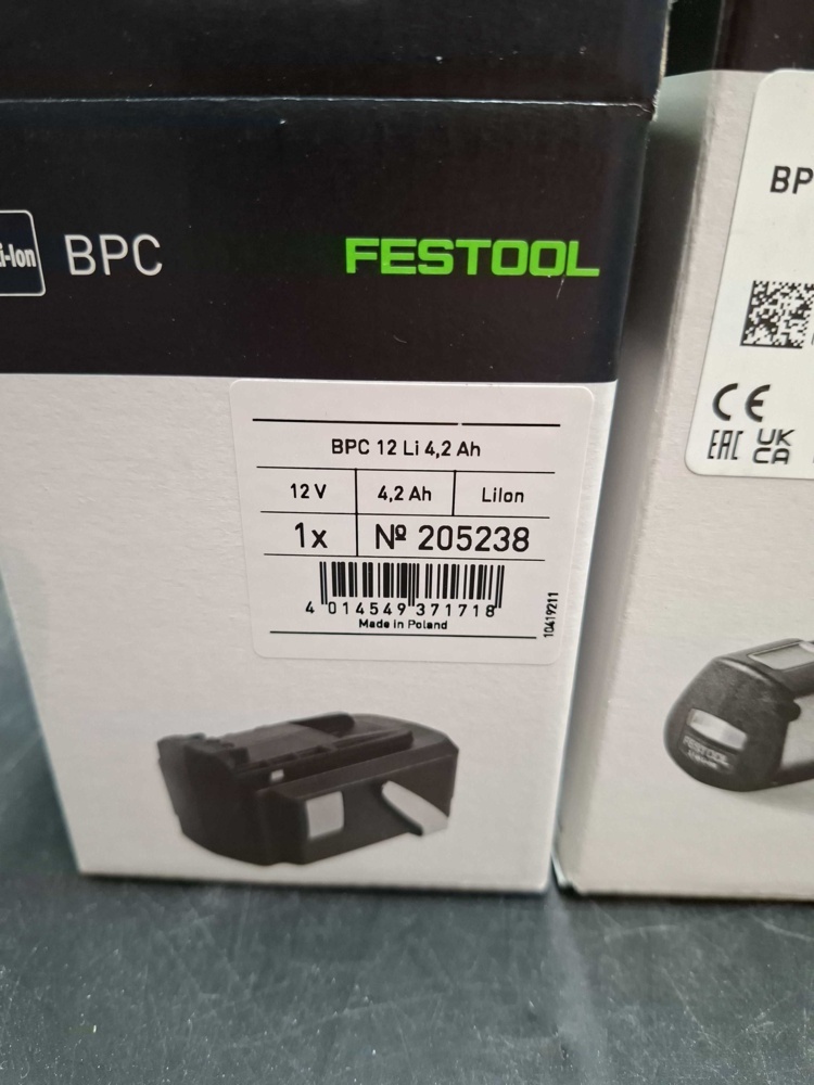 1593178-2 Batterier - Festool BPC 12 Li 4,2 Ah och BP 18 Li 3,1 Ergo-I