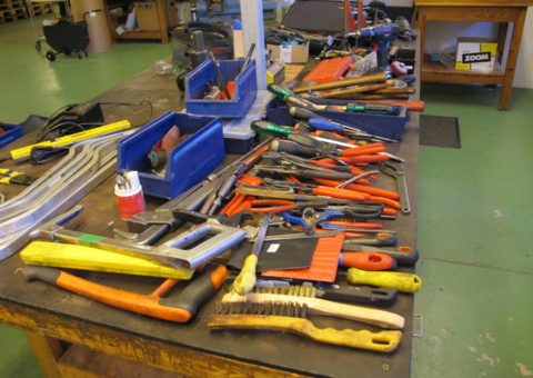 Hand tools, screwdrivers, hammers, etc.