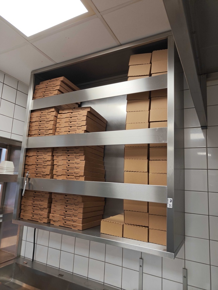 1581714-2 Rostfri hylla för pizzakartonger