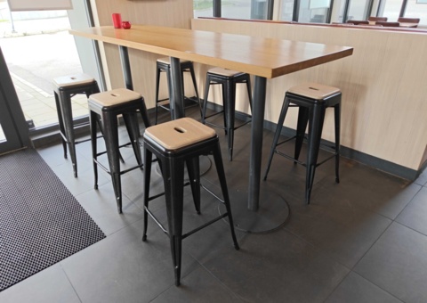 Bar table with bar stools
