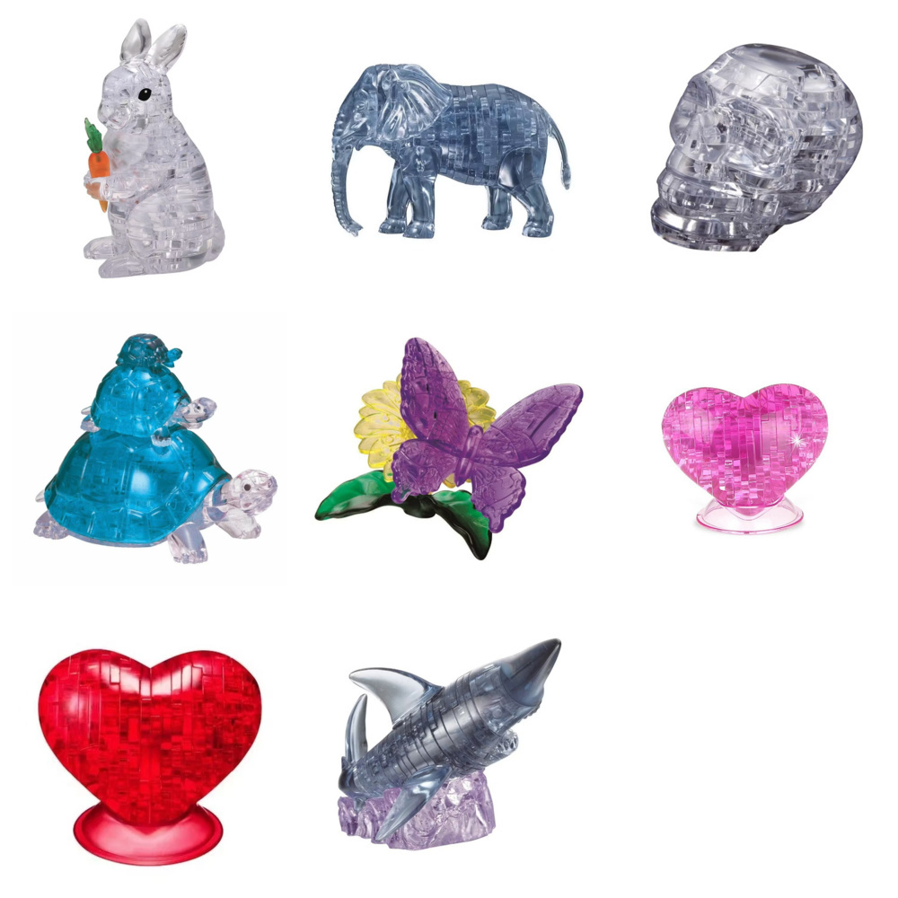 1593515-1 3D-pussel - Crystal Puzzle, blandade figurer