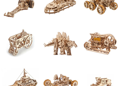 Model building kits, 9 pcs - UGEARS, nine models