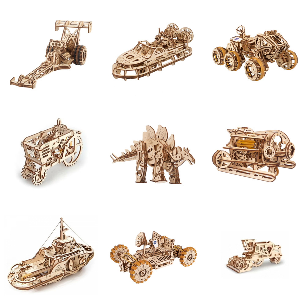 1593518-1 Modellbyggsatser, 9 st - UGEARS, nio modeller