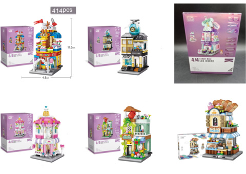 Building kits, 109 pcs - Japanese Street View and Mini City Shop