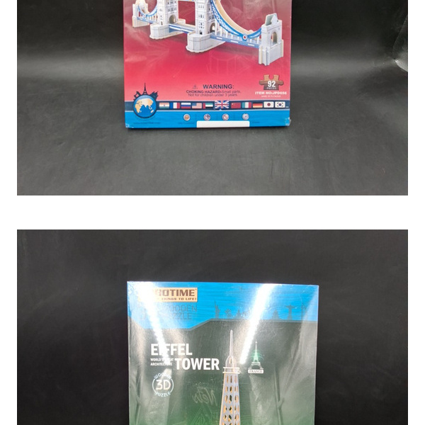 1593523-1 3D-pussel, 2 st - Robotime, Tower Bridge och Eiffeltornet