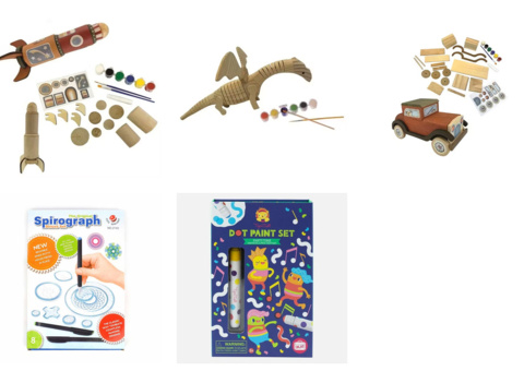 Painting and drawing set, 34 pcs - mixed motifs, Dot Paint and Spirograph