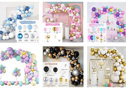Balloon arches, 57 pcs - six color variations