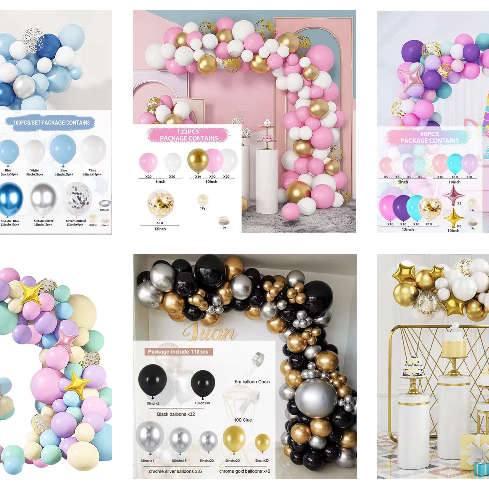 1593529-1 Ballongbågar, 57 st - sex färgvarianter