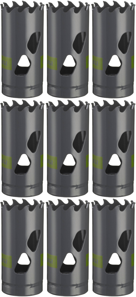 1593707-1 Fine-toothed hole saws, 9 pcs - Luna, TCT-CP, size 20–33 mm