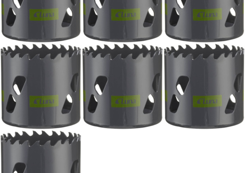 Fine-toothed hole saws, 7 pcs - Luna, TCT-CP, size 38–60 mm