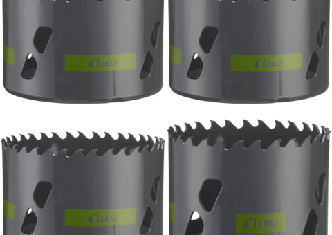 Fine-toothed hole saws, 4 pcs - Luna, TCT-CP, size 92–114 mm