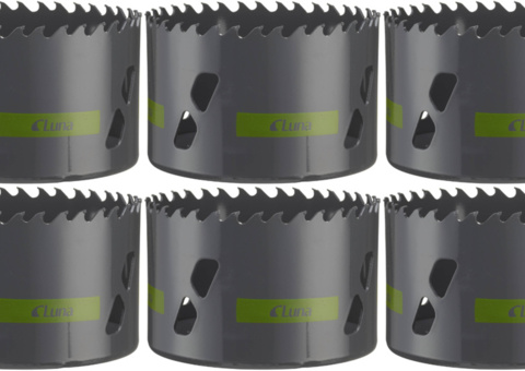 Fine-toothed hole saws, 6 pcs - Luna, TCT-CP, size 121–168 mm