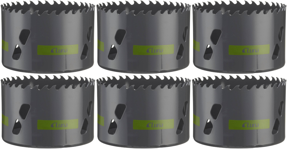 1593711-1 Fine-toothed hole saws, 6 pcs - Luna, TCT-CP, size 121–168 mm