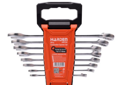 U-ringnyckelsatser, 4 st - Harden, 8 delar, stl 8–19 mm