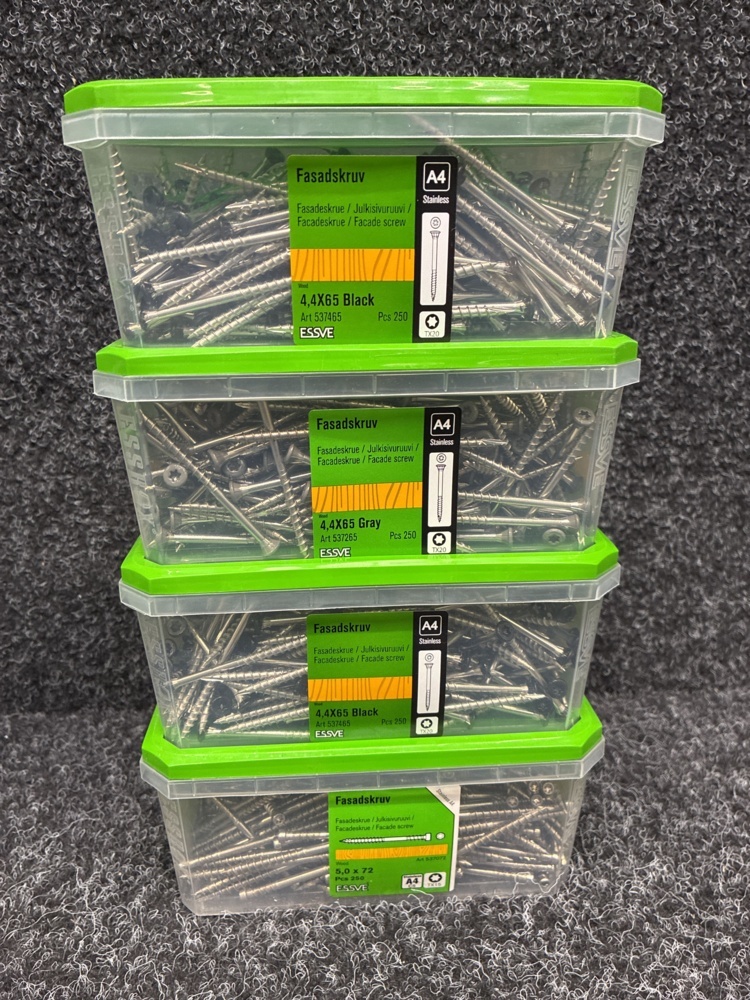 1591365-2 2000 pcs Facade screws 4.4x65 & 5.0x72mm, Essve