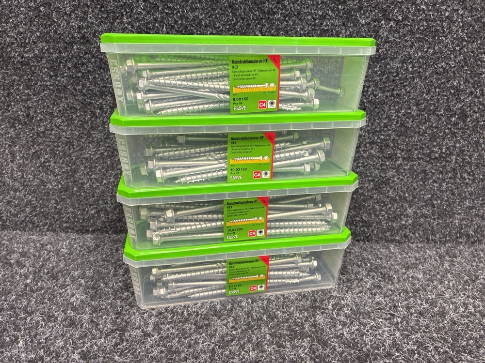 1591372-1 150 pcs Construction screw 8.0x160, 10.0x160 & 10.0x200mm, Essve