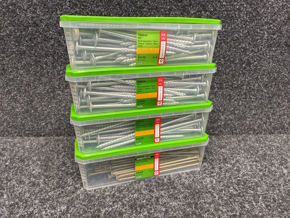 1591375-1 175 pcs Wood screws 8.0x200, 6.0x180 & 8.0x160mm, Essve
