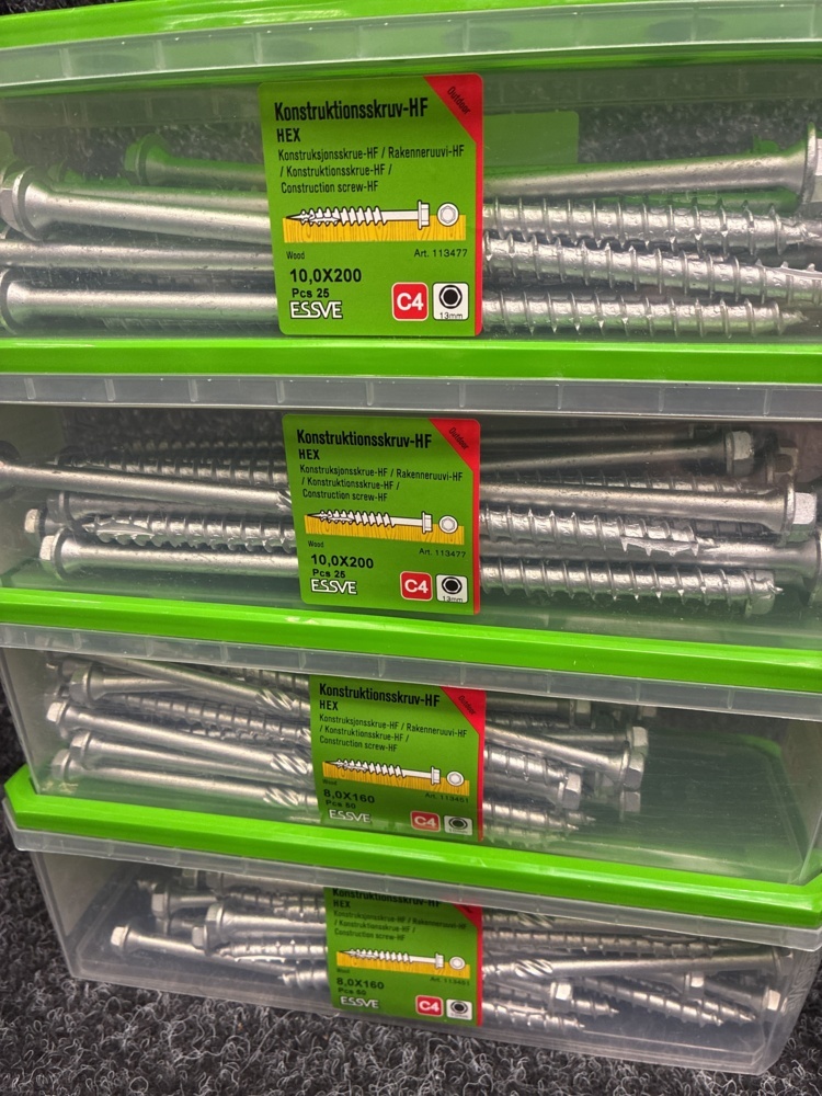 1591377-2 150 pcs Construction screw 10.0x200 & 8.0x160mm, Essve
