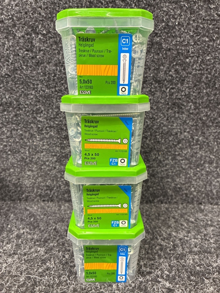 1591380-2 12 pcs Packs Wood Screws, Essve
