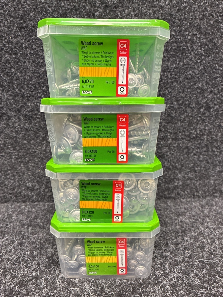 1591381-2 4 pcs Packs Wood Screws, Essve