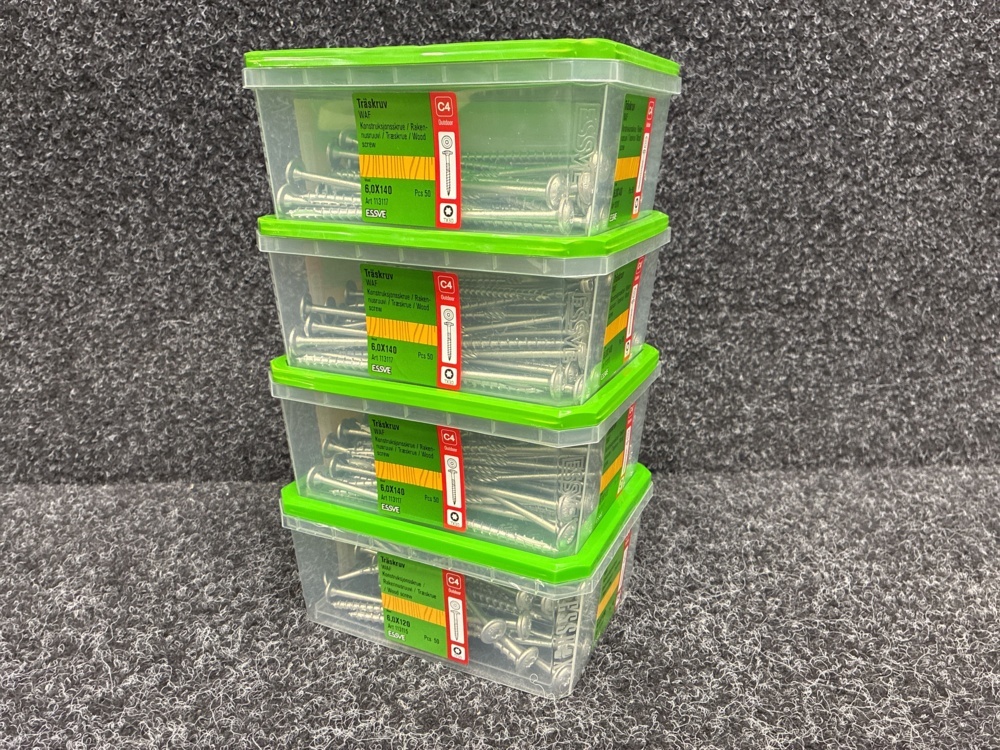 1591382-1 200 pcs Wood screws 6.0x140 & 6.0x120mm, Essve