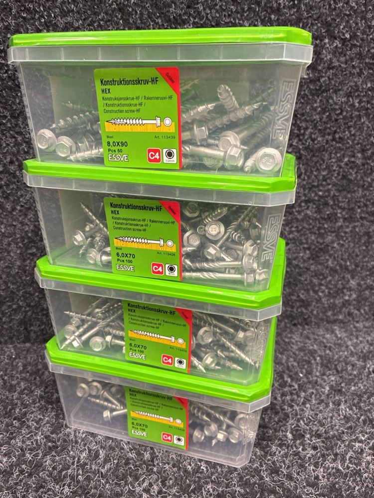 1591386-2 350 pcs Construction screw 8.0x90 & 6.0x70mm, Essve