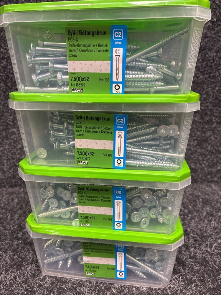 1591392-2 400 pcs Sill/Concrete screw 7.5(6)x92mm, Essve